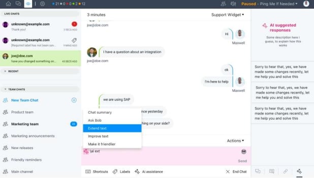 ai suggested solutions in TeamSupport customer support software