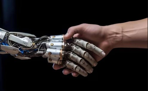robot person handshake
